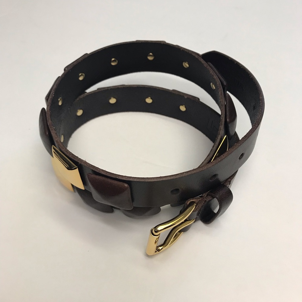 Linea Pelle Rich Brown Belt with Gold Buckle